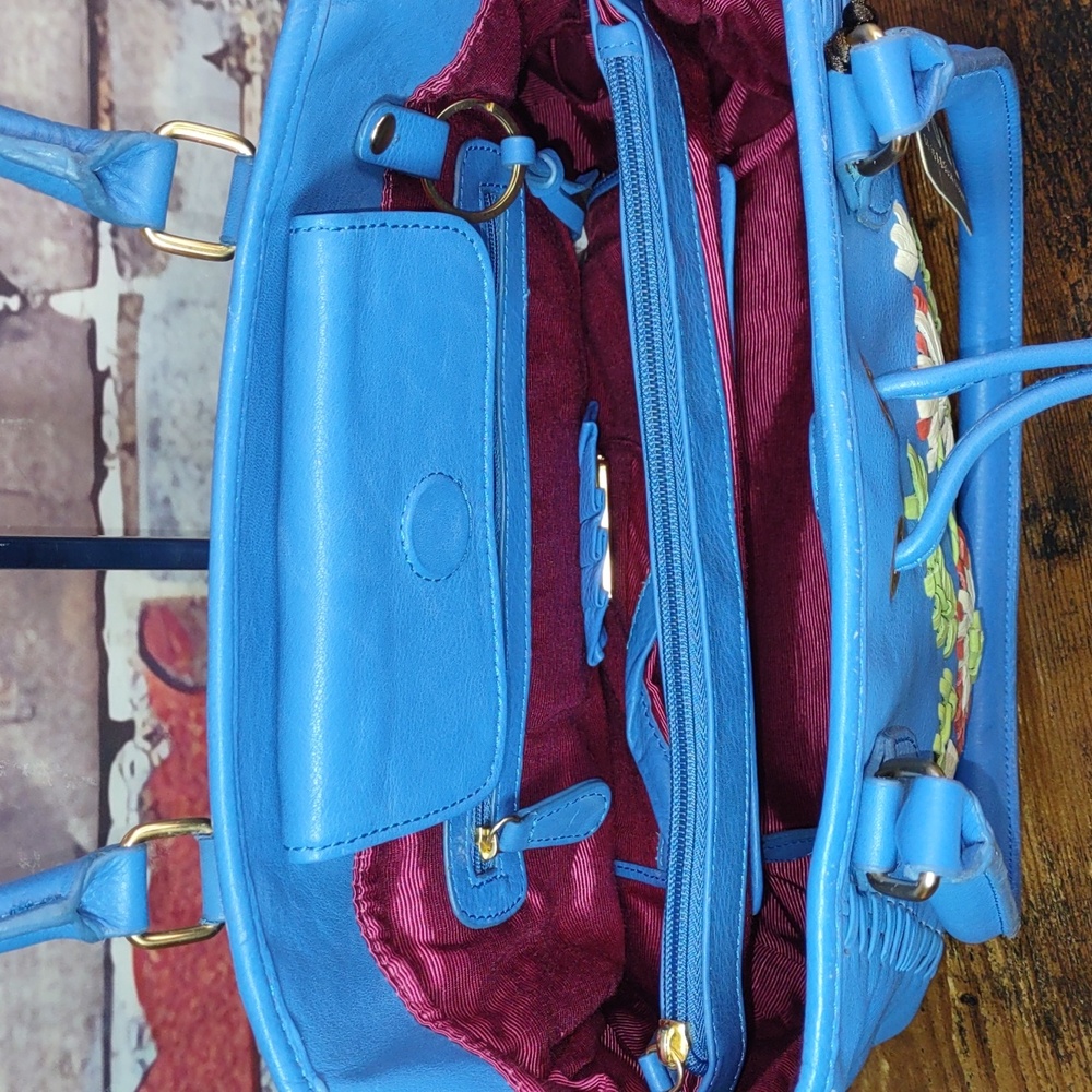 Isabella Fiore Leather Embroidery Convertible Satchel/Shoulder Bag - Picture 12 of 15